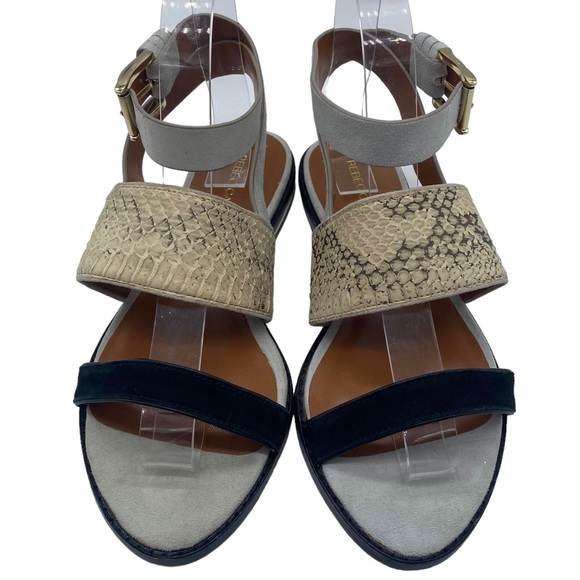 NEW Rebecca Minkoff Sandals Suede Lambs Fur Snake Print Size 6 - Picture 4 of 11